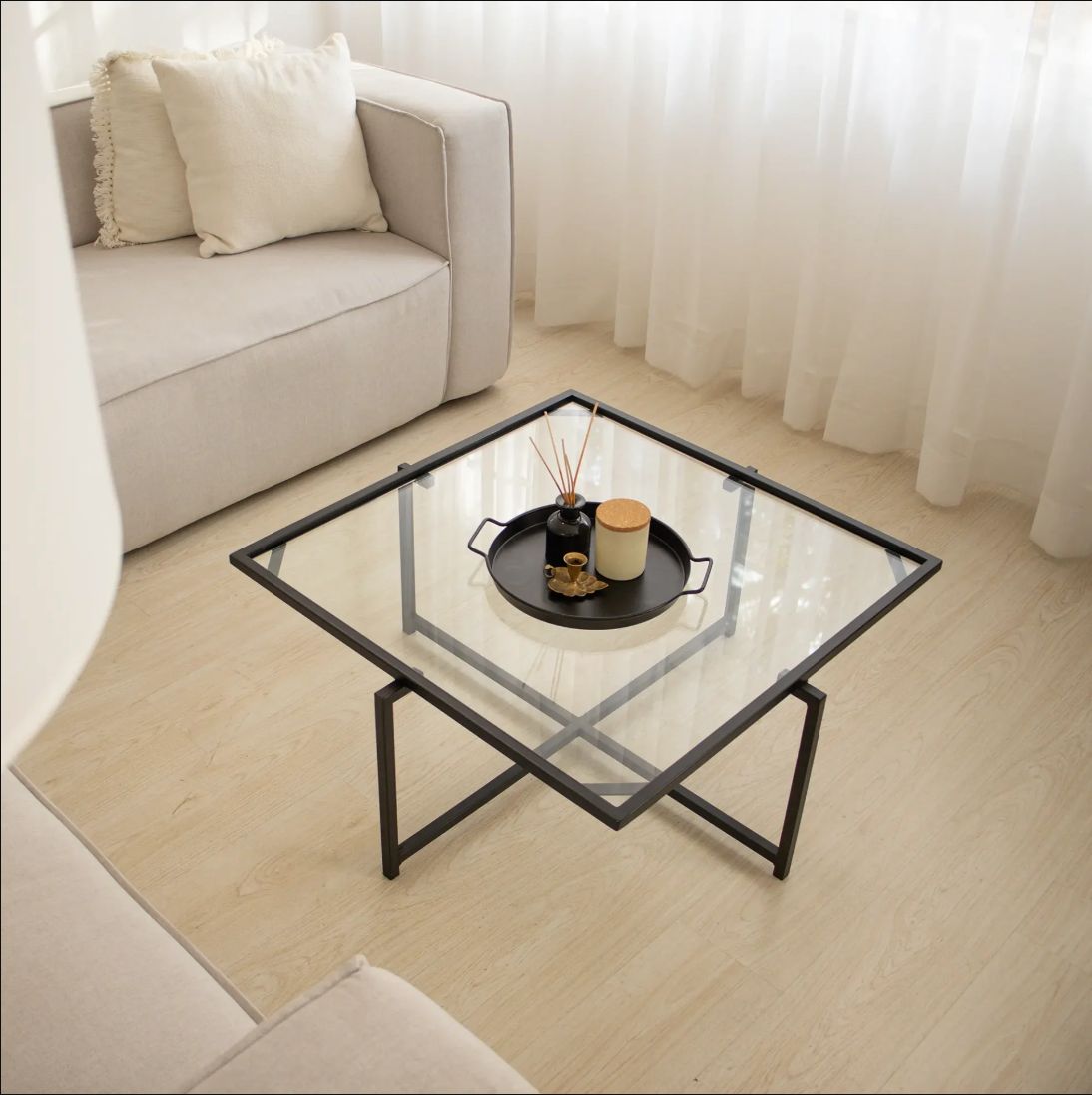 Amelia Steel and Glass Coffee Table 